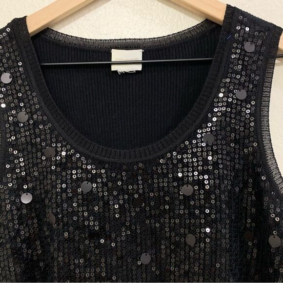 CHICO’S Sequins Tank Top Women’s Small Black. - Picture 3 of 10
